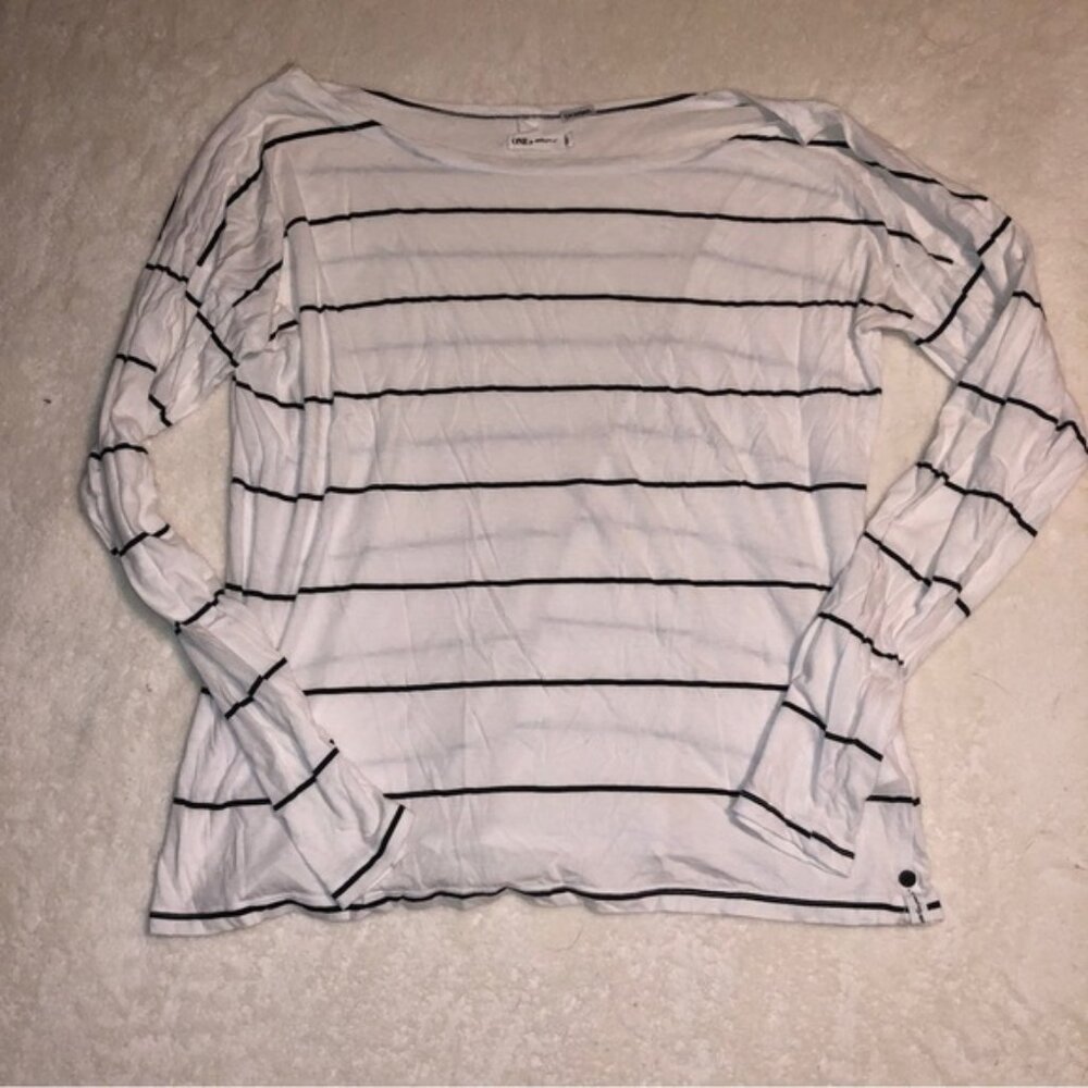 One by One Teaspoon Long Sleeve T Shirt Breton Stripe White Navy XXS VGUC
